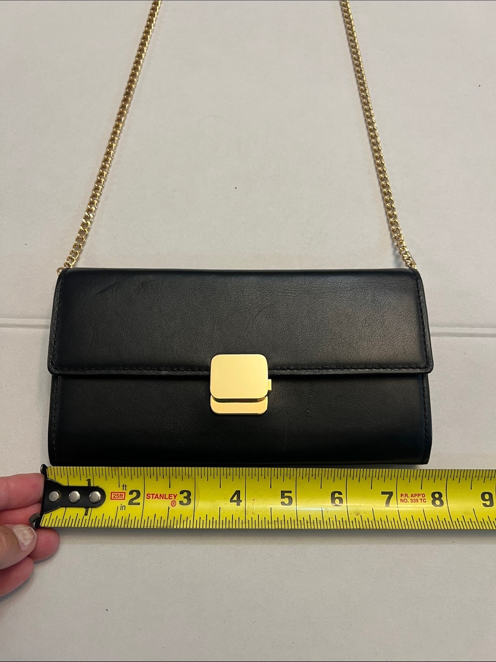 CUYANA CROSSBODY CHAIN BLACK LEATHER CLUTCH WALLET BAG - Picture 13 of 16
